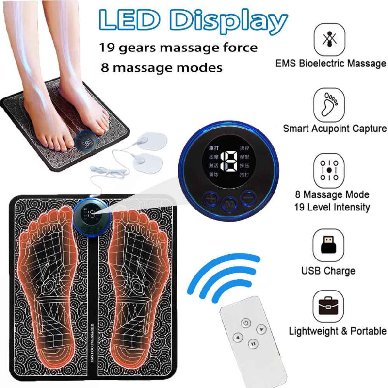 Tapis Massage Pieds Rechargeable EMS - Stimulation Infrarouge Magnétique