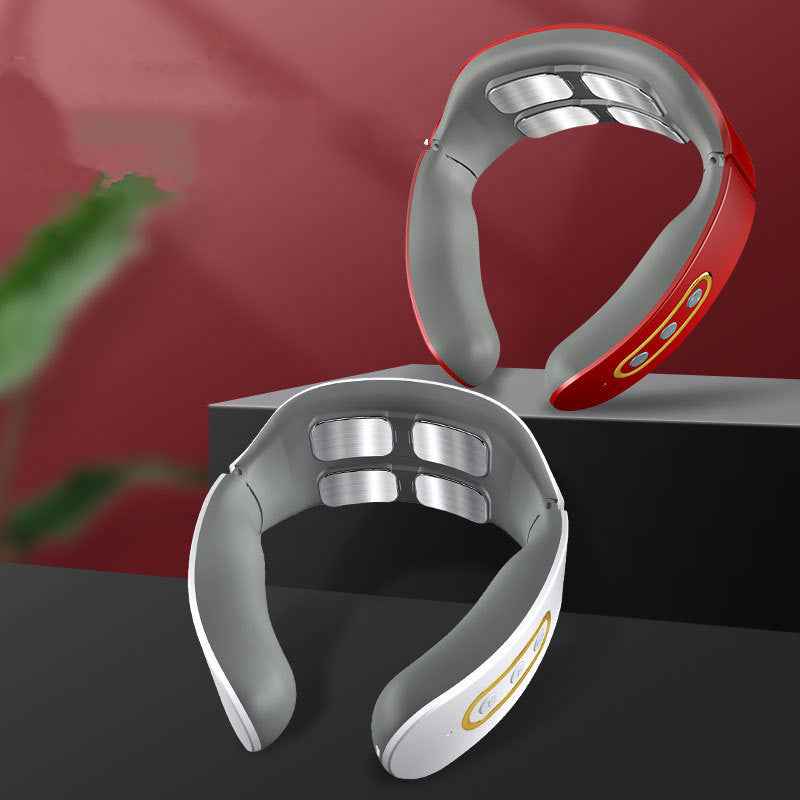 Masseur Cervical Électrique 4 Têtes - Impulsions TENS Infrarouge Chauffant