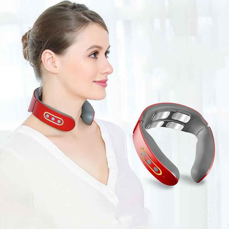 Masseur Cervical Électrique 4 Têtes - Impulsions TENS Infrarouge Chauffant