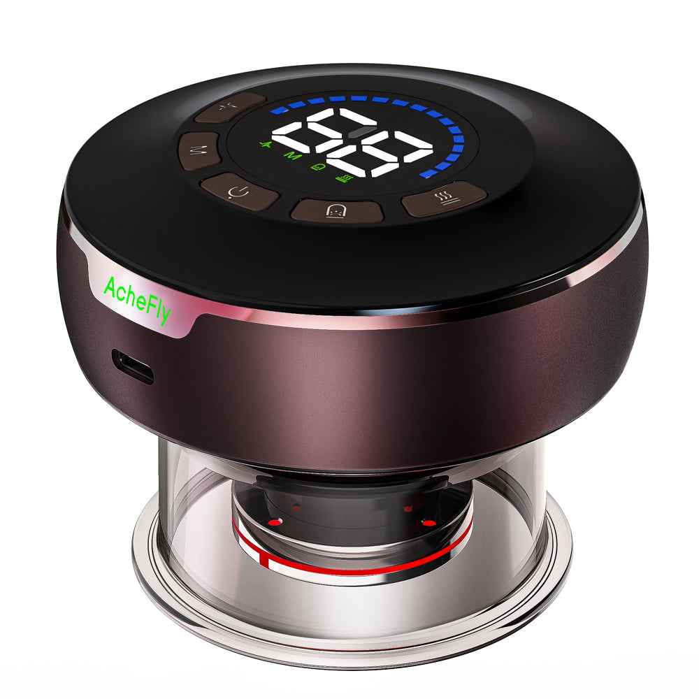 AcheFly Gua Sha Électrique Multifonction - Ventouses EMS TENS Chaleur Lumière Rouge