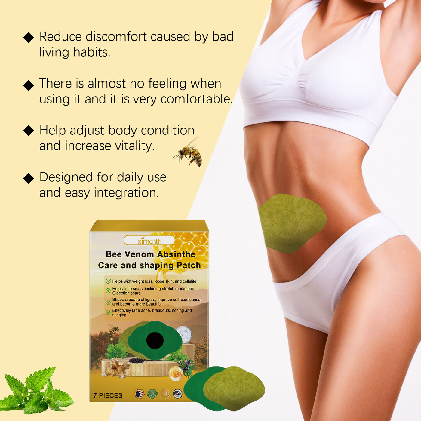 Ximonth Beesvenom Slimming And Shaping Stick With Beesvenom Essence Body Care For Firming Skin Curves And Body Shaping Stick