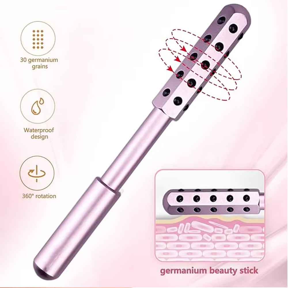 Bâton Beauté 30 Pierres Germanium - Rouleau Massage Visage Anti-Rides Lifting