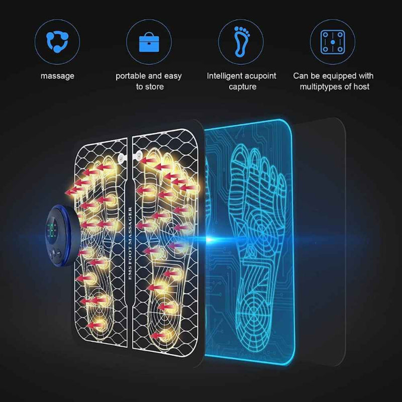 Tapis Massage Pieds Rechargeable EMS - Stimulation Infrarouge Magnétique