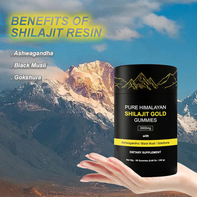 Himalayan Gold Shilajit Gummies Ashwagandha Extract 85 Trace Minerals Fulvic Acid Antioxidant 60 Count