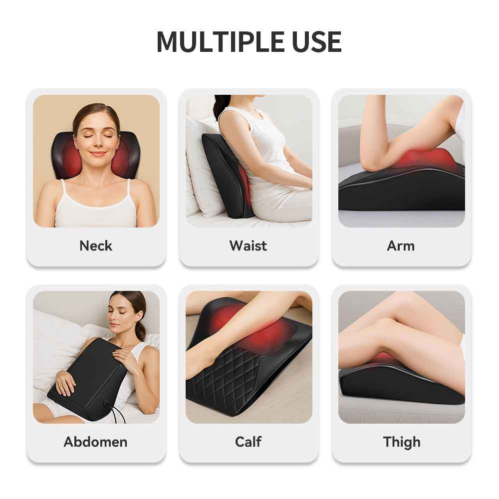 Coussin Masseur Nuque Chaleur 3 Vitesses - Vibrations Cervicales Voyage