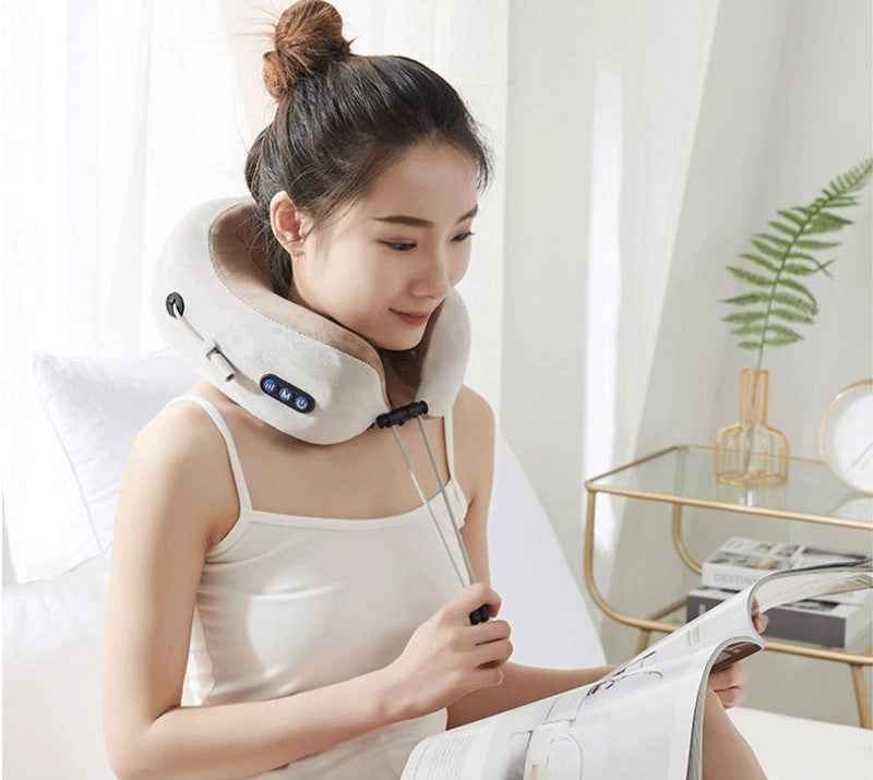 U Shaped Electric Neck Massage Pillow - Cervical Massager for Shoulder and Back Relaxation