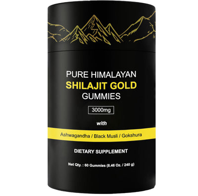 Himalayan Gold Shilajit Gummies Ashwagandha Extract 85 Trace Minerals Fulvic Acid Antioxidant 60 Count