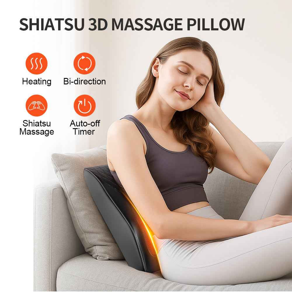 Coussin Masseur Nuque Chaleur 3 Vitesses - Vibrations Cervicales Voyage
